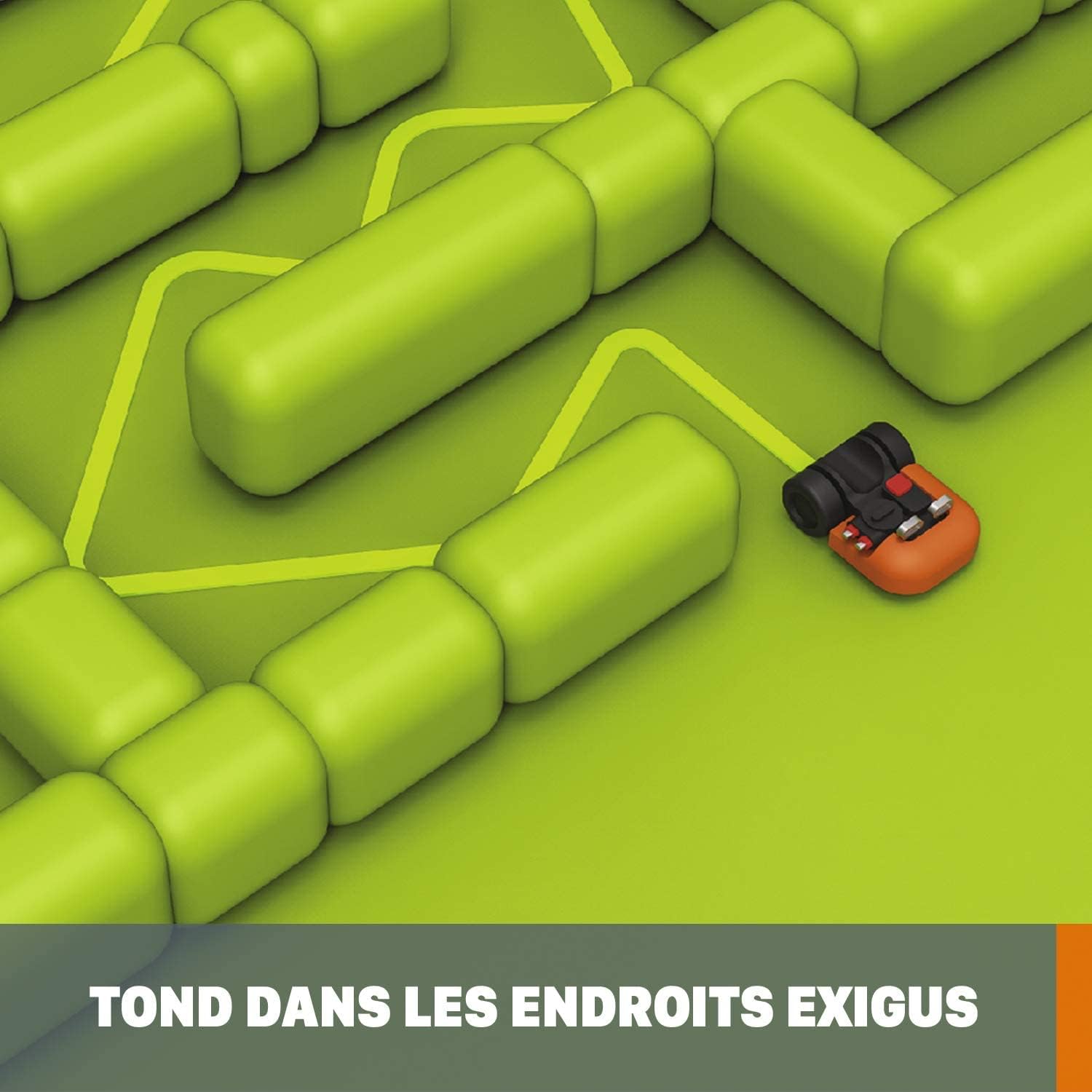 WORX LANDROID Vision WR206E.1, Robot Tondeuse sans Fil périphérique 600 m² Surf.Max 700 m², Installation en 30 Min, Caméra 4K + IA Adaptative, évite Tous Les Obstacles, Coupe des Bordures, Multizone