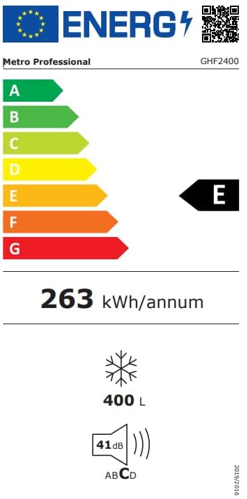 METRO Professional Congélateur bahut GHF2700S, acier, 188 x 73.5 x 94.5 cm, 700 L, 125 W, 3 paniers, éclairage LED, avec serrure, blanc/gris