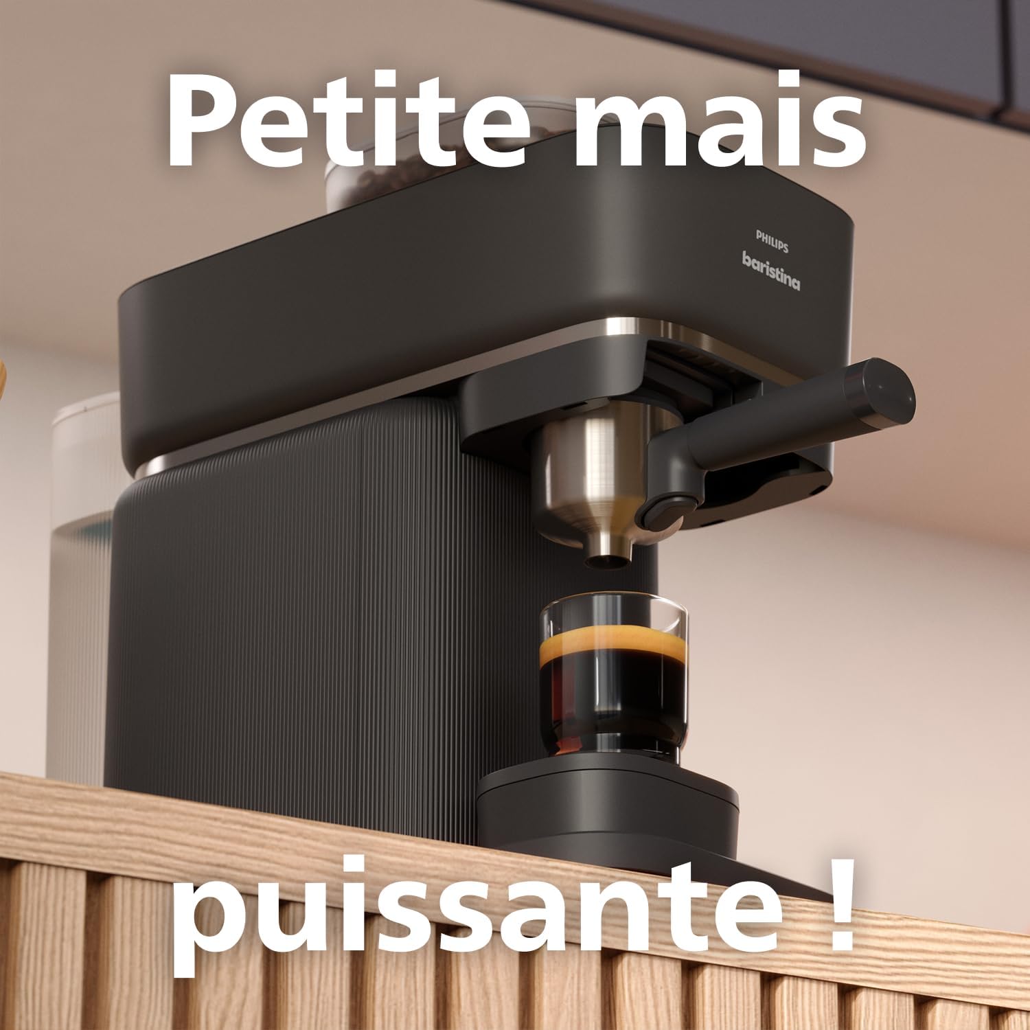 Philips Baristina Machine à expresso - Un véritable expresso, en toute simplicité - Compacte - 16 bars de pression - Broyeur intégré - Machine blanche avec porte-filtre blanc (BAR300/00)