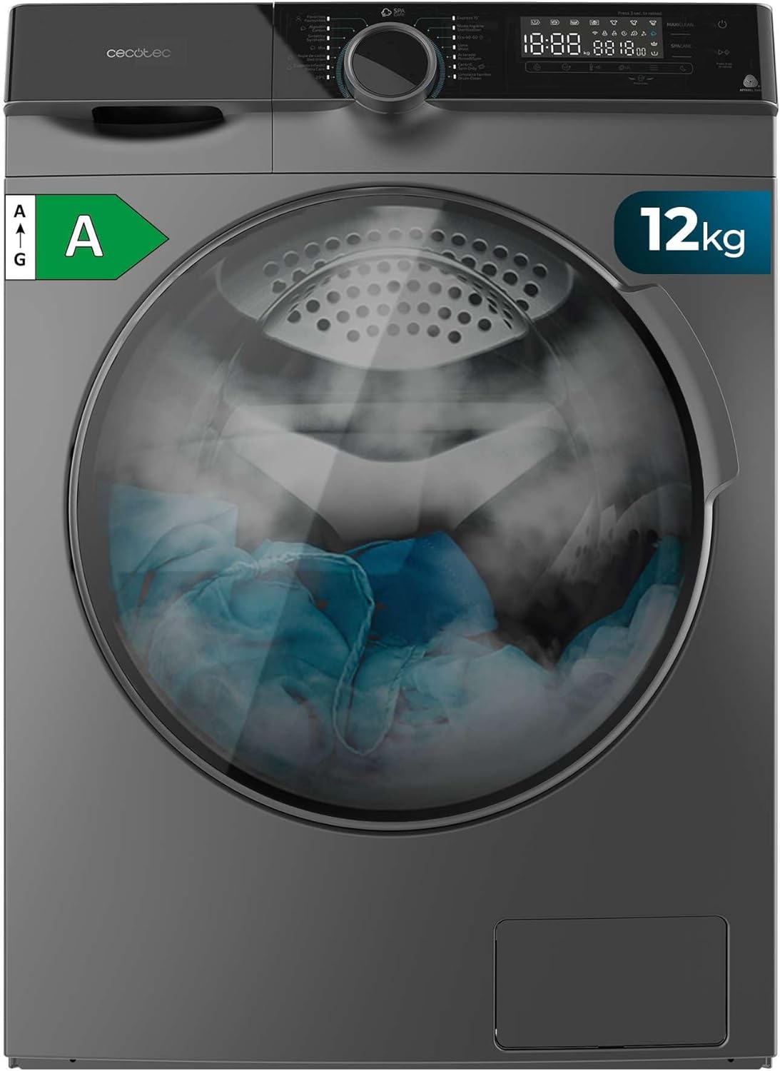 Cecotec Lavadora Bolero Dresscode 10500 Inverter A. Lavadora de 10 Kg blanca, 1400 rpm, Motor inverter plus, Vapor, Clase A.