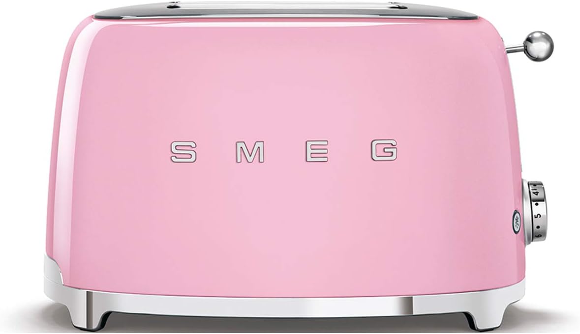 Smeg, Grille-pain 2 Tranches TSF01BLEU, 2 Fentes 36 mm, 6 Niveaux de Brunissage, Fonction Chauffage, Décongélation et Bagel, Éjection Automatique du Pain, Ramasse Miettes, 950 W, Noir