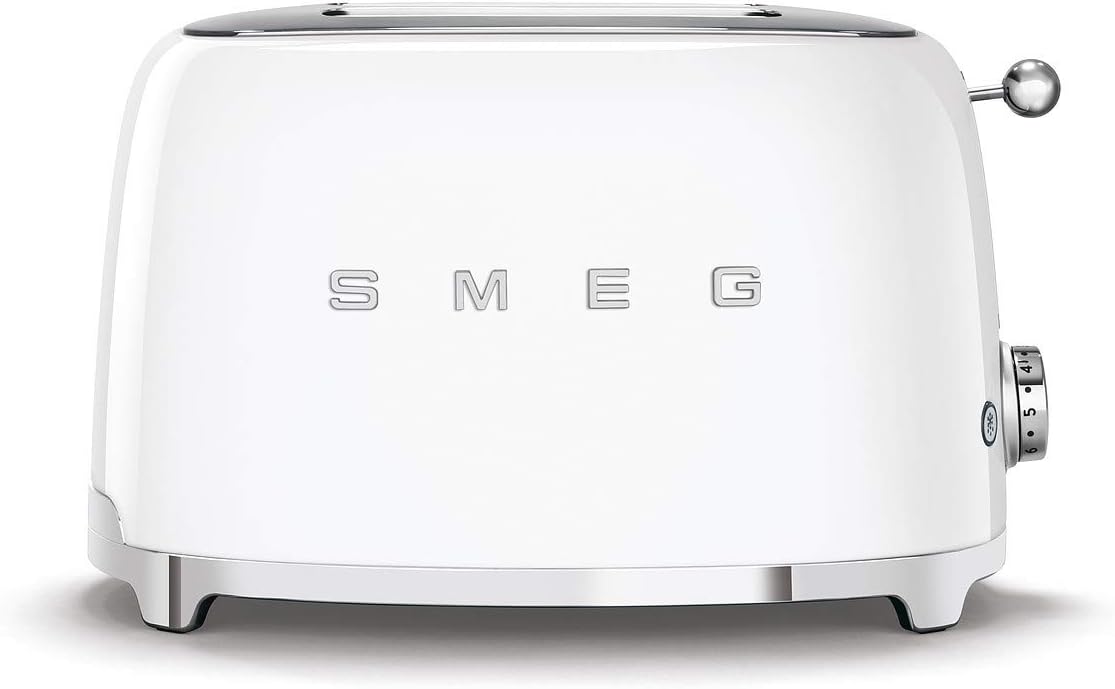 Smeg, Grille-pain 2 Tranches TSF01BLEU, 2 Fentes 36 mm, 6 Niveaux de Brunissage, Fonction Chauffage, Décongélation et Bagel, Éjection Automatique du Pain, Ramasse Miettes, 950 W, Noir