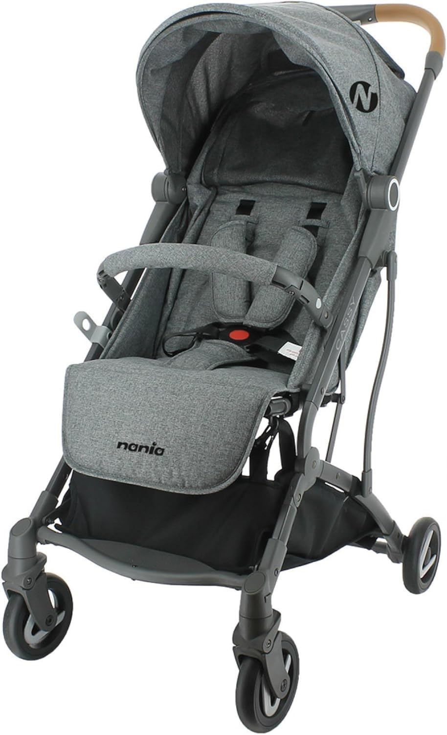 Poussette compacte CASSY 6-48 mois, légère et maniable - pliable à une main - Sac de transport et porte gobelet inclus - Nania (gris)