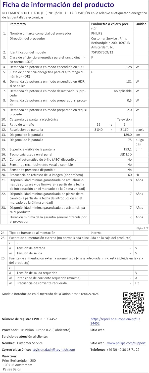 Philips 43PUS7609 Smart TV LED 4K - Écran 43 Pouces avec Plate-Forme Pixel Precise Ultra HD Titan OS et Son Dolby Atmos, Fonctionne avec Alexa et l’Assistant Vocal Google - Gris Anthracite