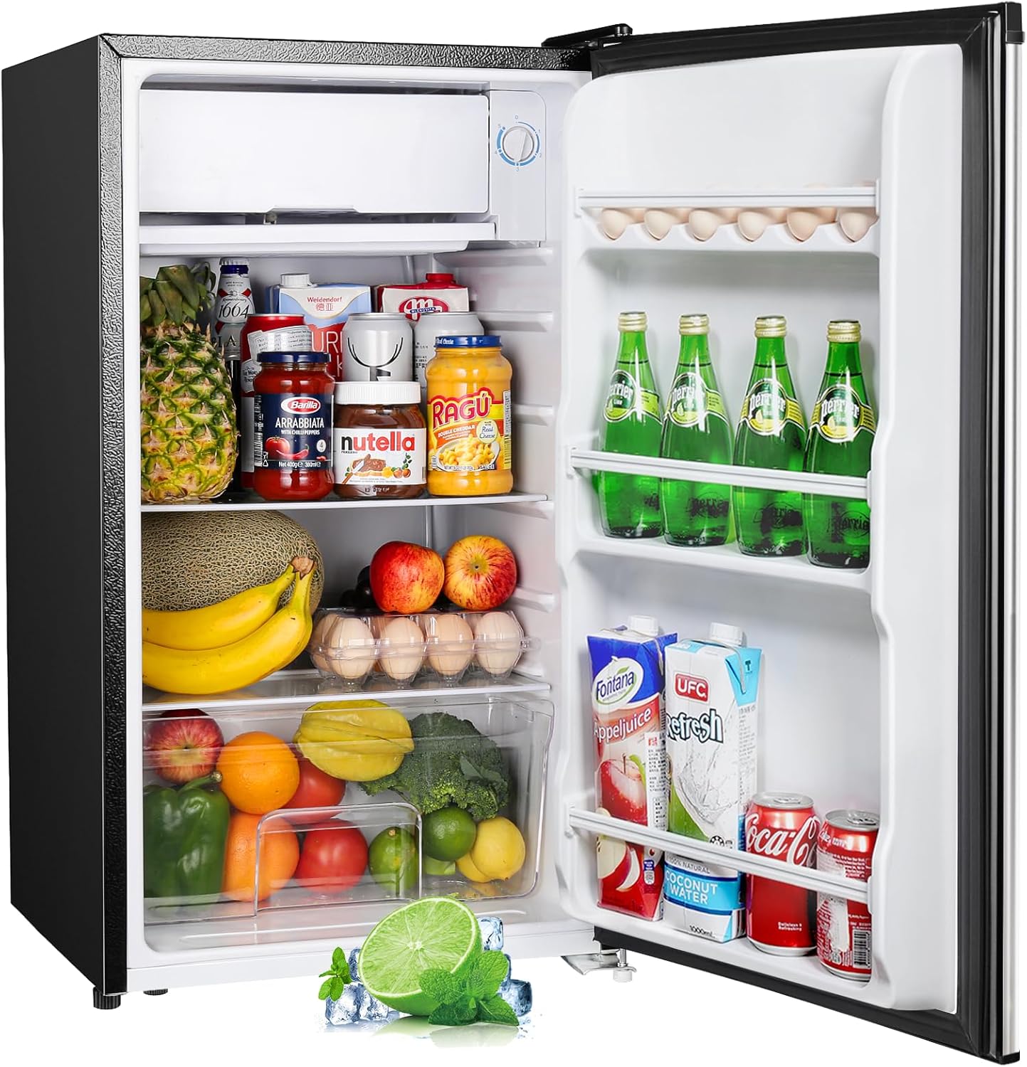 Upstreman Mini Frigo avec Congélateur de 91L, Thermostat Réglable, Petit Frigo de Chambre, Réfrigérateur Top pour Dortoir, Bureau, Blanc - BR321