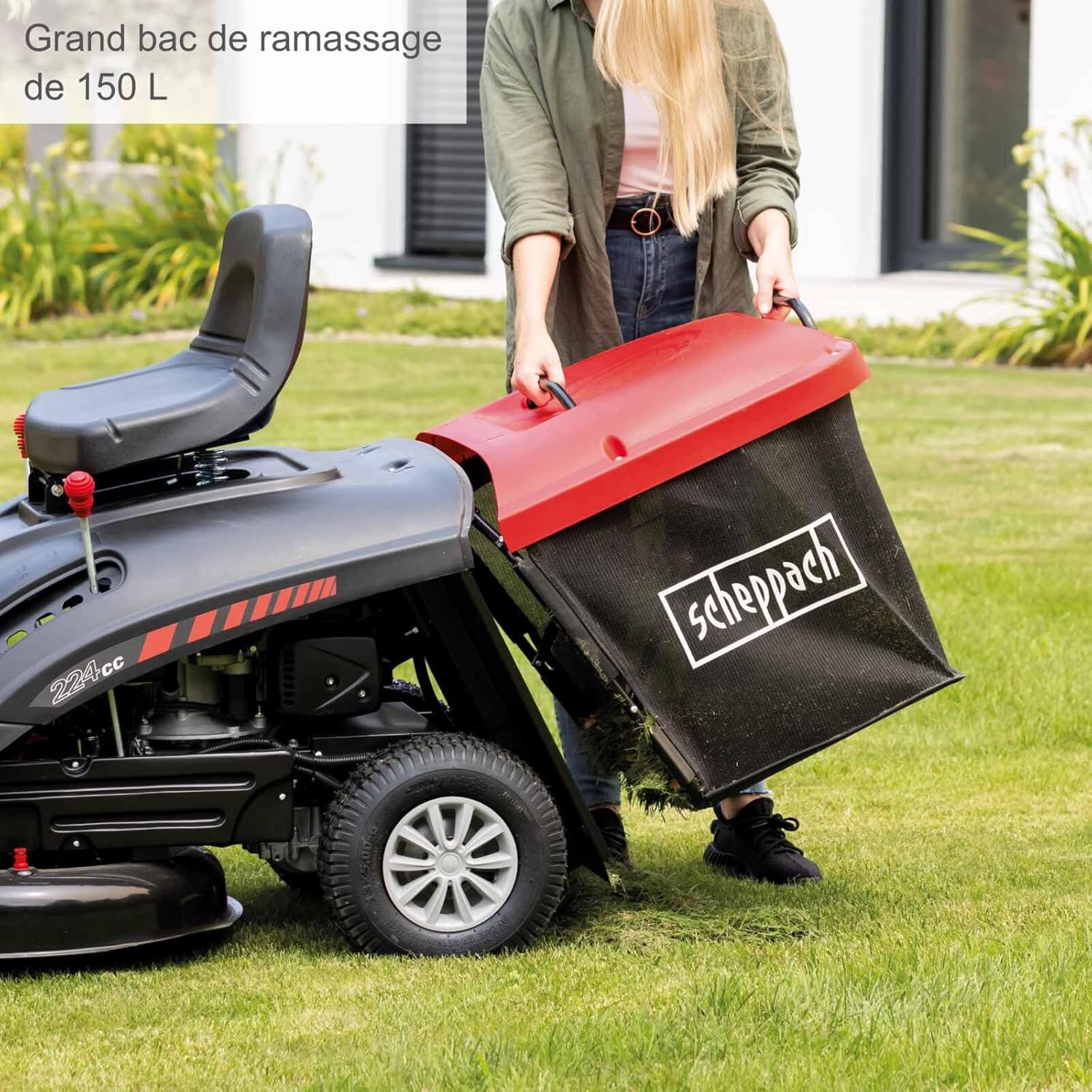 Scheppach Tondeuse à Gazon autoportée MR196-61 – Moteur à Essence 4 Temps 4,8 KW / 6,5 CV – Largeur de Coupe 61 cm – 5 Vitesses – Hauteur de Coupe réglable