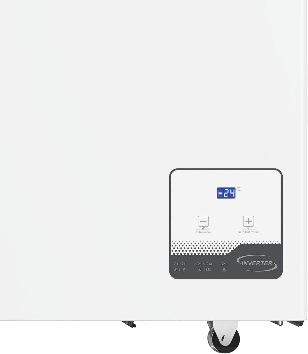 METRO Professional Congélateur bahut GHF2700S, acier, 188 x 73.5 x 94.5 cm, 700 L, 125 W, 3 paniers, éclairage LED, avec serrure, blanc/gris