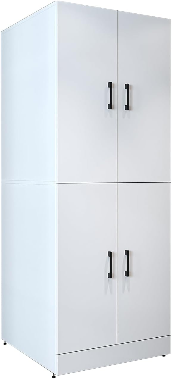 ROOMART Dora Armoire de machine à laver, pour sèche-linge et machine à laver, en 4 couleurs, avec portes et planche coulissante (chêne anthracite)