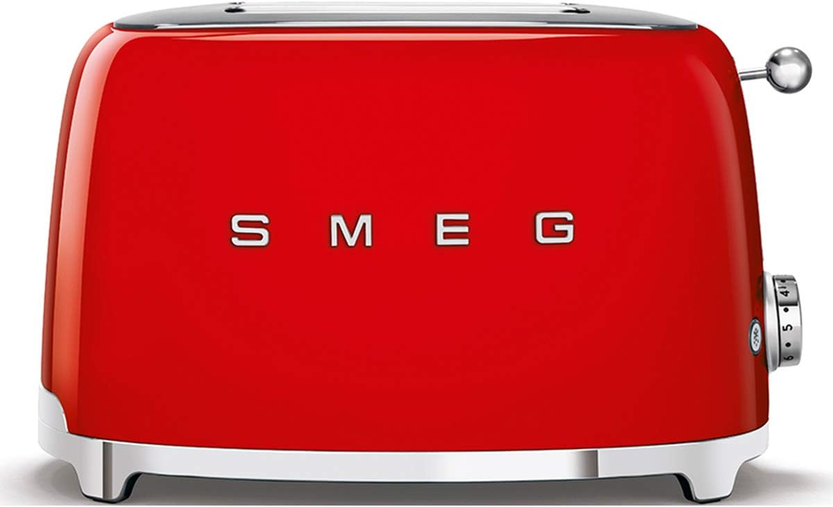 Smeg, Grille-pain 2 Tranches TSF01BLEU, 2 Fentes 36 mm, 6 Niveaux de Brunissage, Fonction Chauffage, Décongélation et Bagel, Éjection Automatique du Pain, Ramasse Miettes, 950 W, Noir