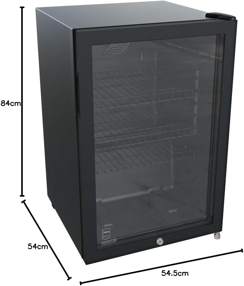 METRO Professional Réfrigérateur à boissons GPC1088, métal/verre, 43 x 49 x 83 cm, 88 L, réfrigération statique, noir