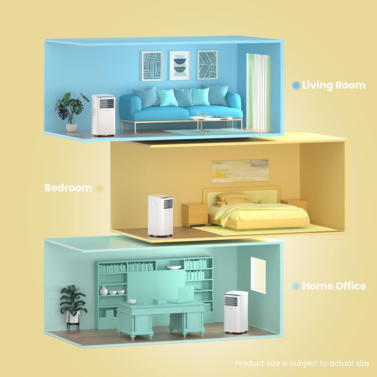 COMFEE' Climatiseur Mobile 9000 BTU/h 2,6kW, 3-EN-1 Refroidisseur Déshumidificateur Ventilateur, Fonction Follow me, Minuterie, Mode nuit, Pour salon et maison de 33㎡/88m³, MPPH-09CRN7, R290