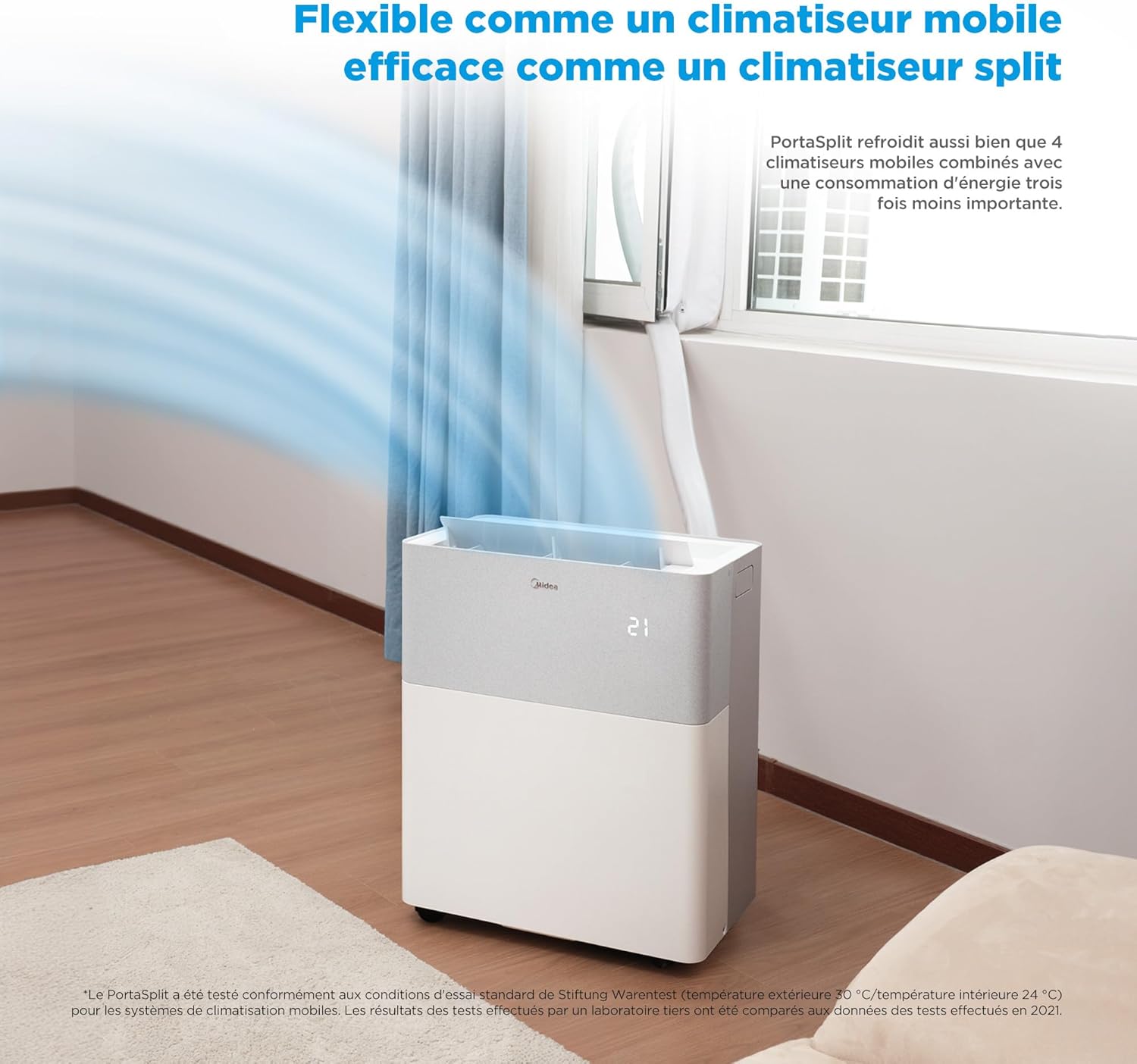 MIDEA Climatiseur PortaSplit Mobile Silencieux 4-in-1| 12000 BTU | Chauffage et Climatisation Portable Prêt à Poser 3,5kW- Clim Mobile avec rafraîchisseur, déshumidificateur, chauffage,ventilateur