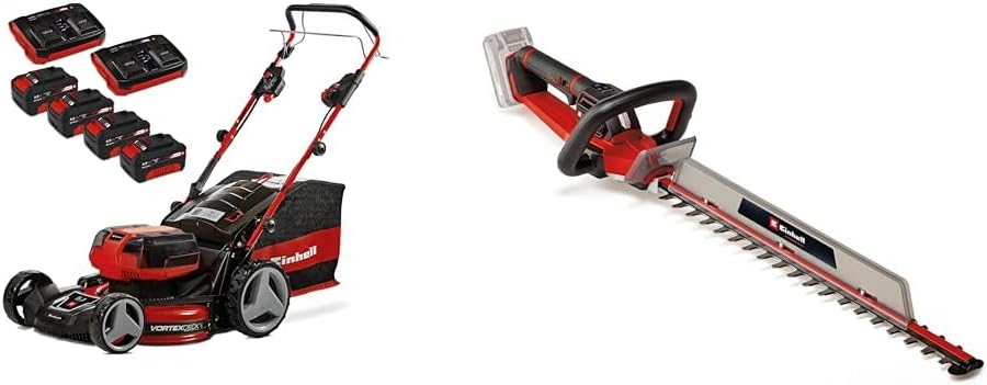 Einhell Professional Tondeuse à gazon sans fil GP-CM 36/47 S HW Li Power X-Change (36V, 47 cm largeur de coupe, autotractée, moteur sans charbon) Livré avec 4 Batteries 4,0Ah et 2 Chargeurs Doubles