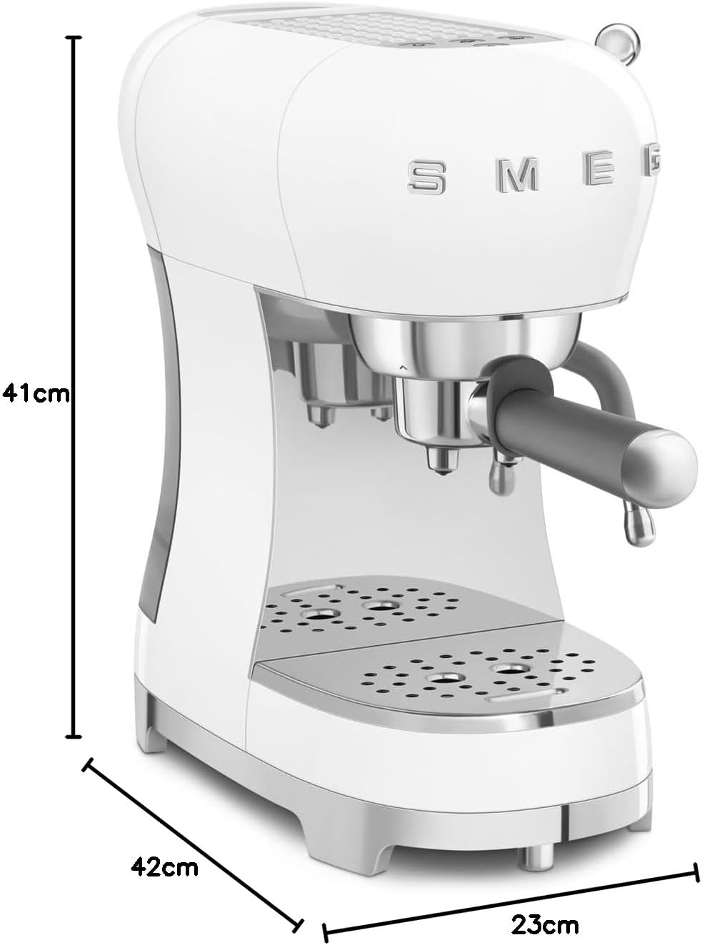 Smeg, Machine à Café Expresso Manuelle ECF02CREU, Système Thermoblock et Buse Vapeur, 4 Fonctions Expresso, Plateau Amovible, Porte Filtre, Réservoir d'Eau 1 L, Dimensions Compactes, 1350W, Crème