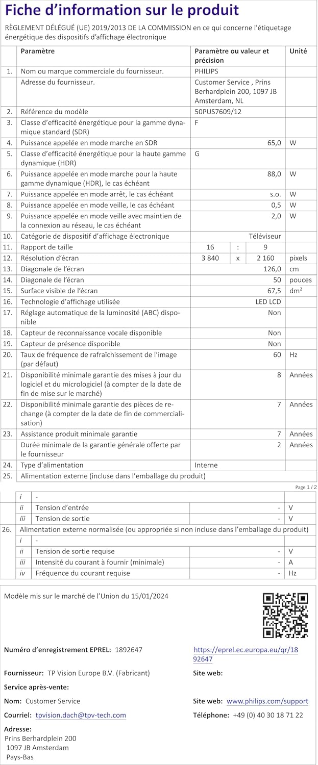 Philips 43PUS7609 Smart TV LED 4K - Écran 43 Pouces avec Plate-Forme Pixel Precise Ultra HD Titan OS et Son Dolby Atmos, Fonctionne avec Alexa et l’Assistant Vocal Google - Gris Anthracite