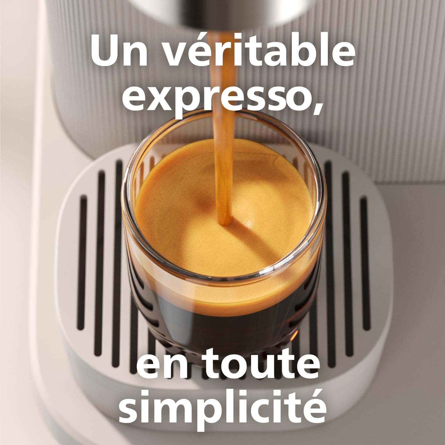 Philips Baristina Machine à expresso - Un véritable expresso, en toute simplicité - Compacte - 16 bars de pression - Broyeur intégré - Machine blanche avec porte-filtre blanc (BAR300/00)