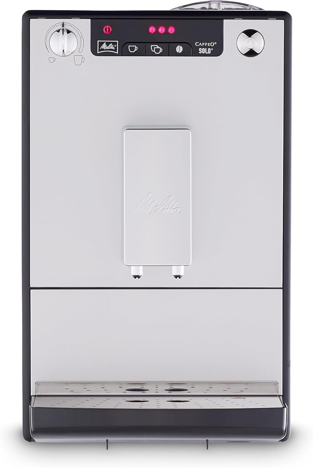 Melitta Caffeo Solo Noir Pure Black, Machine à Café à Grains avec Broyeur et Système d'Extraction des Arômes, Affichage LED, Mode 1 à 2 Tasses, Cafetière Expresso, Automatique, E950-222, 1400W