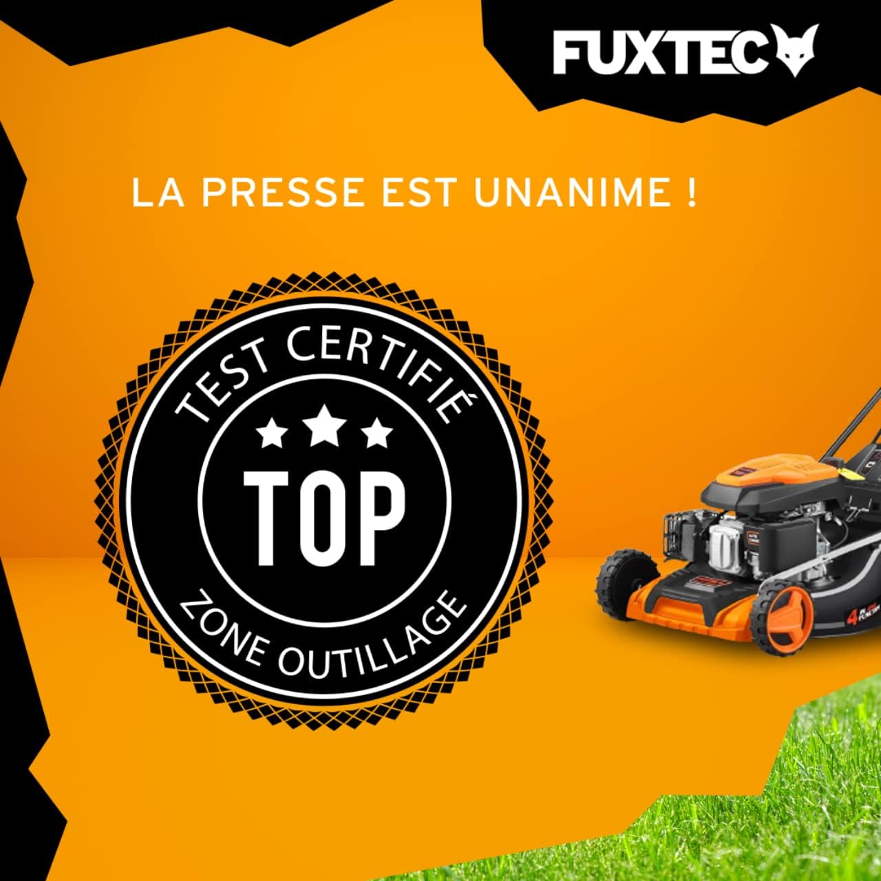FUXTEC Tondeuse Thermique Autotractée Démarrage Électrique FX-RM5170eS 4en1-170cm3 4CV | 4 Temps | Largeur 51cm, Hauteur De Coupe 7 Positions, Bac 60L, Fonction Mulching, Éjection Latérale