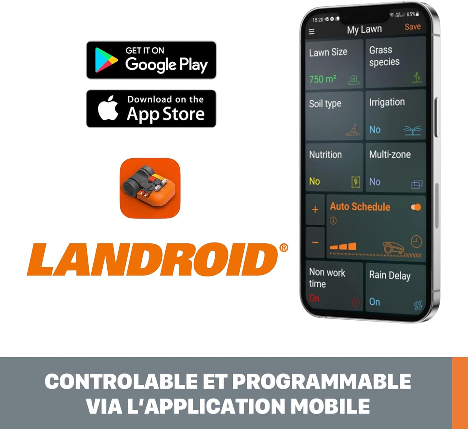 WORX LANDROID Vision WR206E.1, Robot Tondeuse sans Fil périphérique 600 m² Surf.Max 700 m², Installation en 30 Min, Caméra 4K + IA Adaptative, évite Tous Les Obstacles, Coupe des Bordures, Multizone