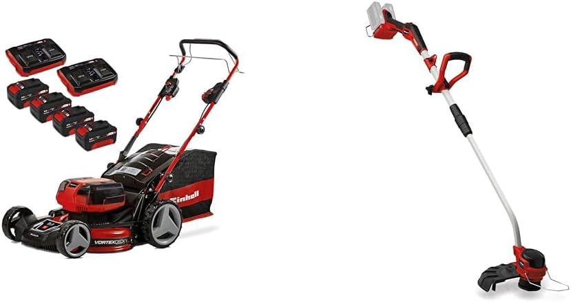Einhell Professional Tondeuse à gazon sans fil GP-CM 36/47 S HW Li Power X-Change (36V, 47 cm largeur de coupe, autotractée, moteur sans charbon) Livré avec 4 Batteries 4,0Ah et 2 Chargeurs Doubles