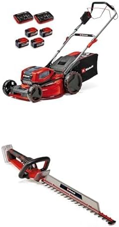 Einhell Professional Tondeuse à gazon sans fil GP-CM 36/47 S HW Li Power X-Change (36V, 47 cm largeur de coupe, autotractée, moteur sans charbon) Livré avec 4 Batteries 4,0Ah et 2 Chargeurs Doubles