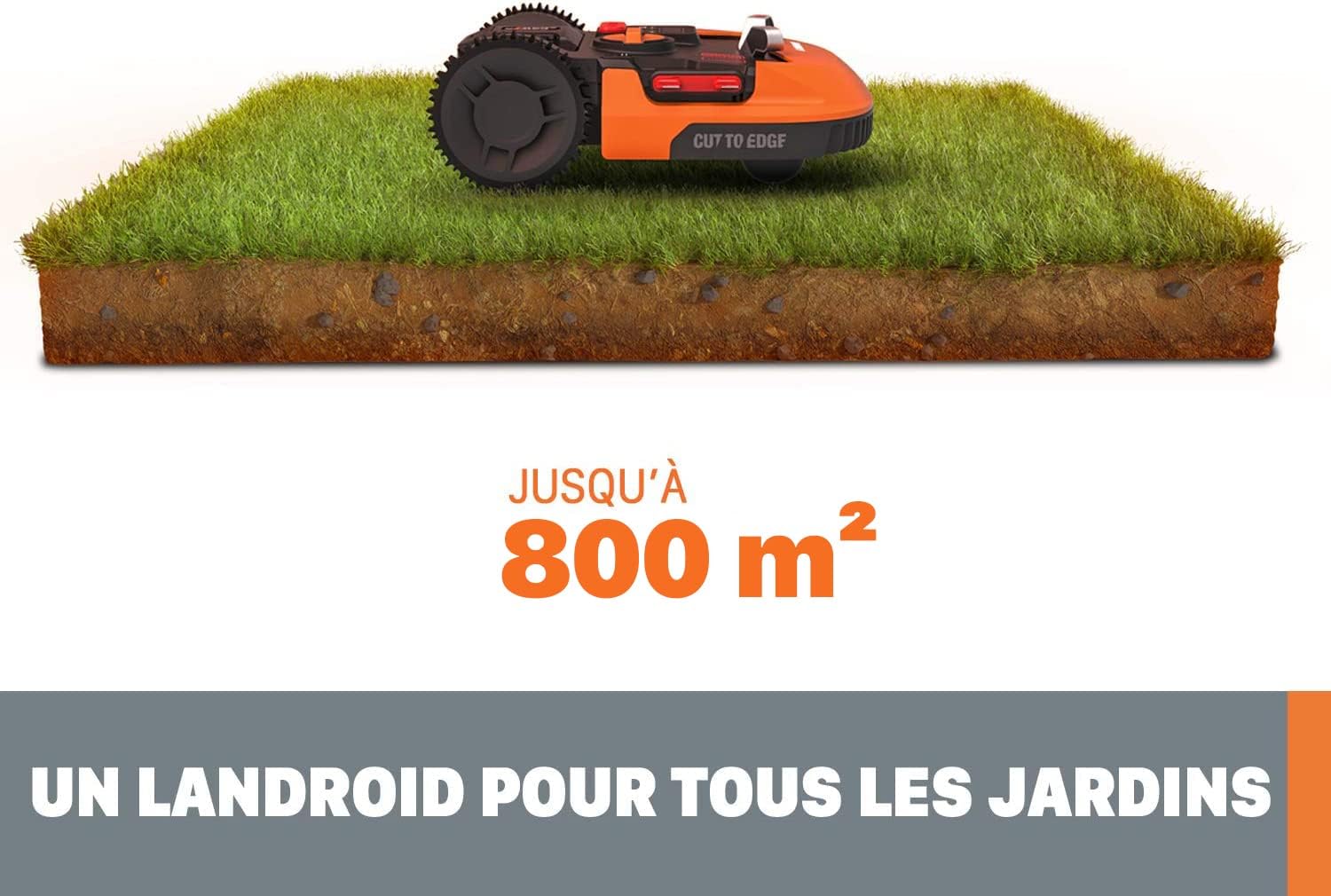 WORX LANDROID Vision WR206E.1, Robot Tondeuse sans Fil périphérique 600 m² Surf.Max 700 m², Installation en 30 Min, Caméra 4K + IA Adaptative, évite Tous Les Obstacles, Coupe des Bordures, Multizone