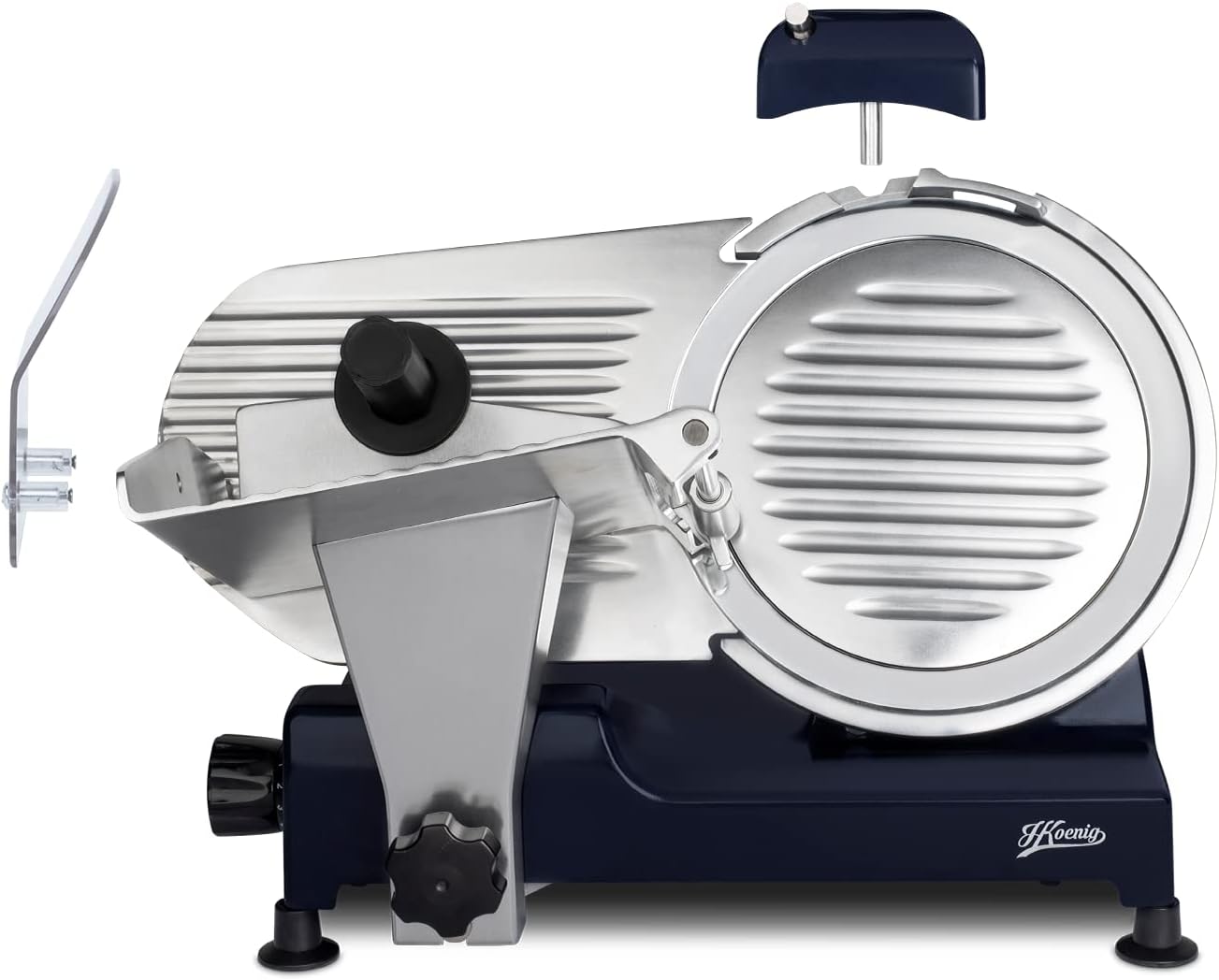 H.Koenig Trancheuse électrique à viande MSX254, charcuterie, professionnelle, précise,coupe 0-12 mm,lame 25 cm,aiguiseur intégré,large plateau,282 rpm, Rouge