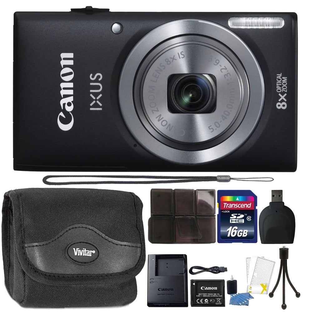 Canon IXUS 185 / ELPH 180 20MP 16x ZoomPlus appareil photo numérique noir avec accessoire supérieur