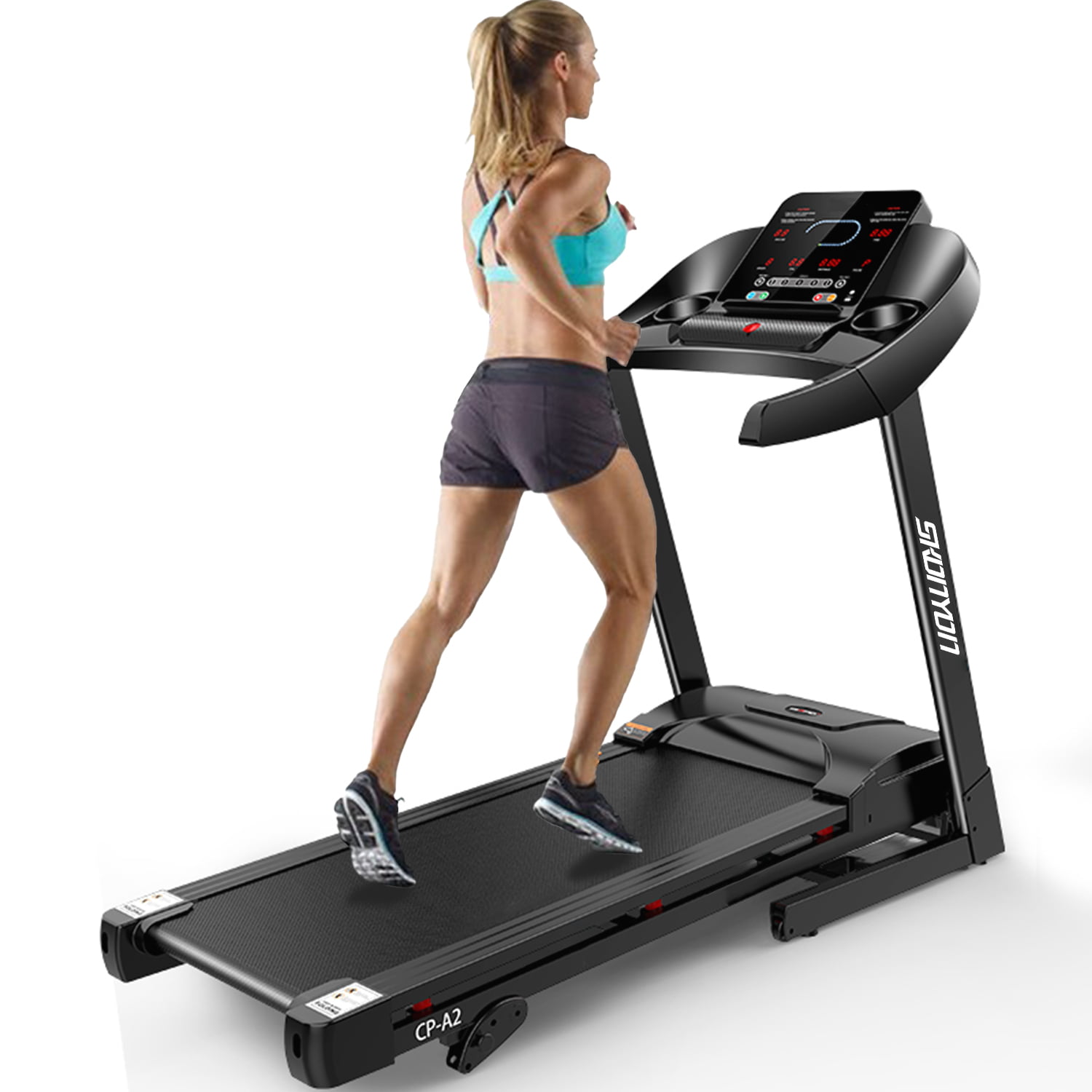 Tapis roulant intelligent pliant avec 15% inclinaison 2.5HP tapis roulant électrique pliant avec affichage LED et porte-gobelet pour l'exercice de fitness à domicile