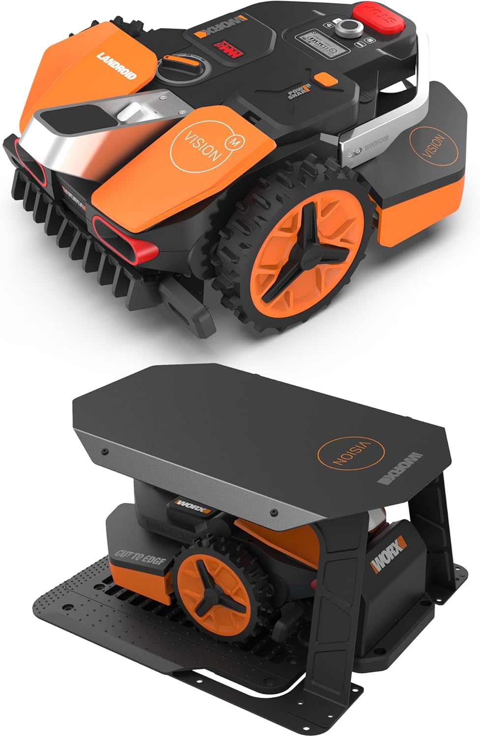 WORX LANDROID Vision WR206E.1, Robot Tondeuse sans Fil périphérique 600 m² Surf.Max 700 m², Installation en 30 Min, Caméra 4K + IA Adaptative, évite Tous Les Obstacles, Coupe des Bordures, Multizone