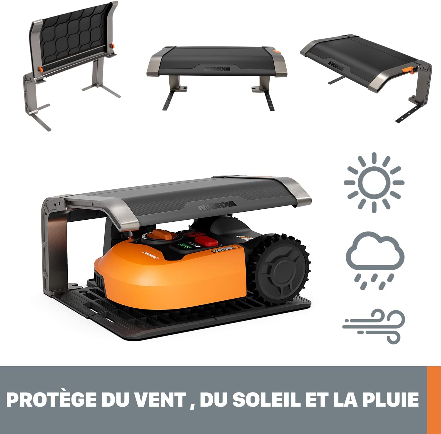 WORX LANDROID Vision WR206E.1, Robot Tondeuse sans Fil périphérique 600 m² Surf.Max 700 m², Installation en 30 Min, Caméra 4K + IA Adaptative, évite Tous Les Obstacles, Coupe des Bordures, Multizone