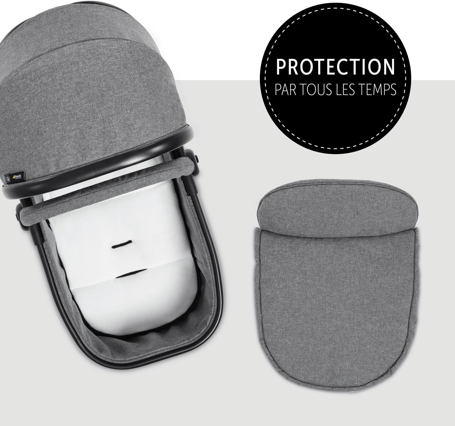 hauck Poussette Double Atlantic Twin - Tandem pour 2 Enfants avec Nacelles 2en1 et Sièges - Gris Mélange