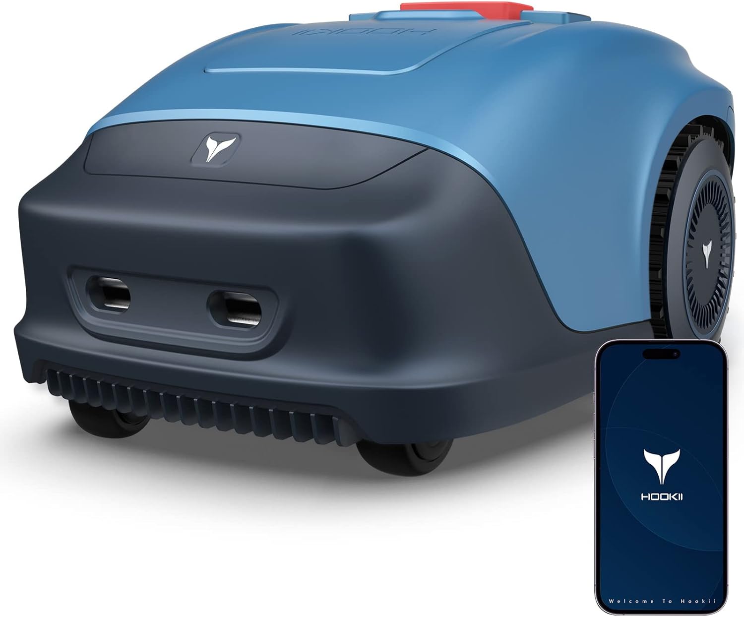 HOOKII Robot Tondeuse pour Jardins Jusqu’à 1000m², Tonte parallèle, redécoupe et Recharge Automatique, Bluetooth/WiFi, Batterie de Grande capacité 4400mAh - Comprend Un Chargeur (Version WiFi)