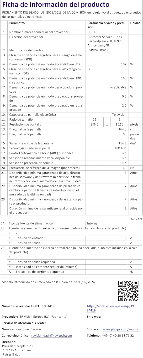 Philips 43PUS7609 Smart TV LED 4K - Écran 43 Pouces avec Plate-Forme Pixel Precise Ultra HD Titan OS et Son Dolby Atmos, Fonctionne avec Alexa et l’Assistant Vocal Google - Gris Anthracite