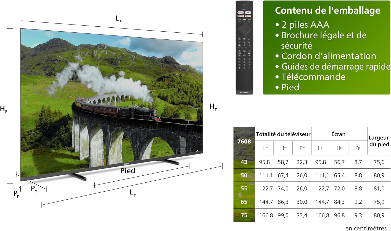 Philips 43PUS7609 Smart TV LED 4K - Écran 43 Pouces avec Plate-Forme Pixel Precise Ultra HD Titan OS et Son Dolby Atmos, Fonctionne avec Alexa et l’Assistant Vocal Google - Gris Anthracite
