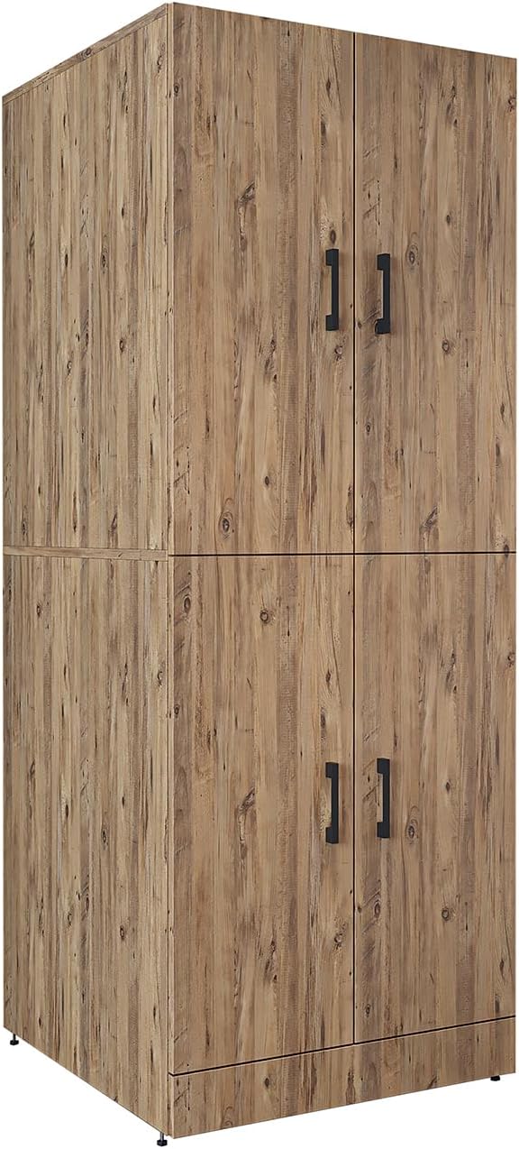 ROOMART Dora Armoire de machine à laver, pour sèche-linge et machine à laver, en 4 couleurs, avec portes et planche coulissante (chêne anthracite)