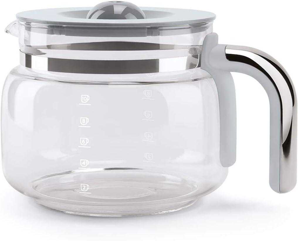 Smeg, Machine à Café Filtre DCF02PBEU, Fonction Arôme et Autostart, Carafe en Verre Jusqu'à 12 Tasses, 2 Niveaux d'Intensité, Mode Maintien au Chaud, 1050 W, Bleu Clair Pastel