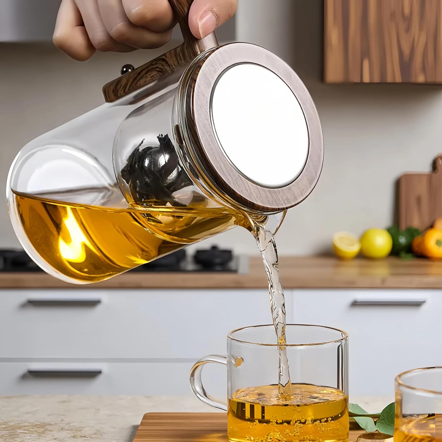 Semi-Automatic Glass Teapot With Walnut Handle - RORA