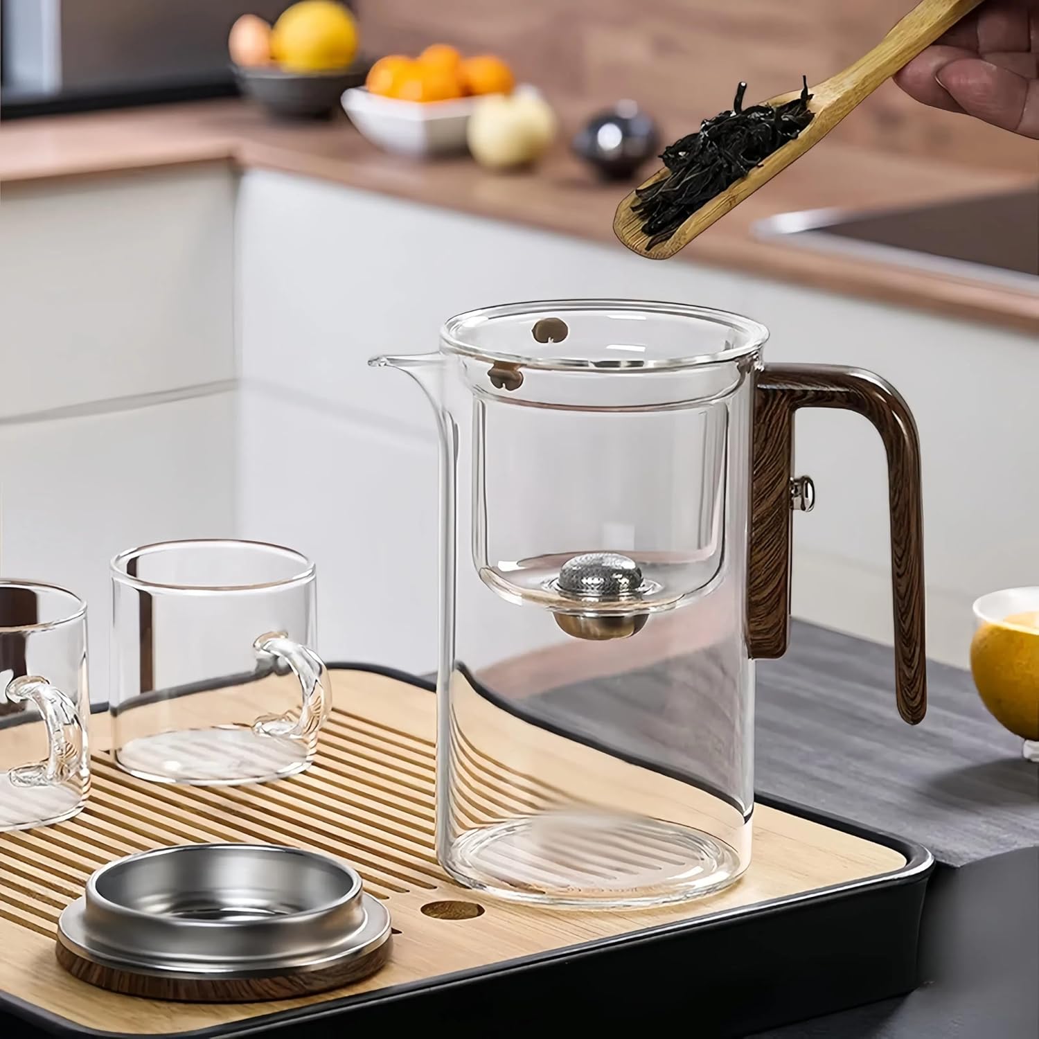 Semi-Automatic Glass Teapot With Walnut Handle - RORA