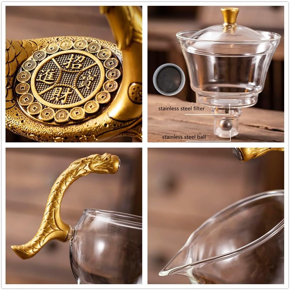Oriental Dragon-Phoenix Auto-Brew Glass Tea Set - RORA