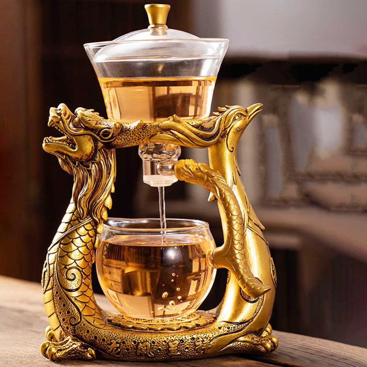 Oriental Dragon-Phoenix Auto-Brew Glass Tea Set - RORA