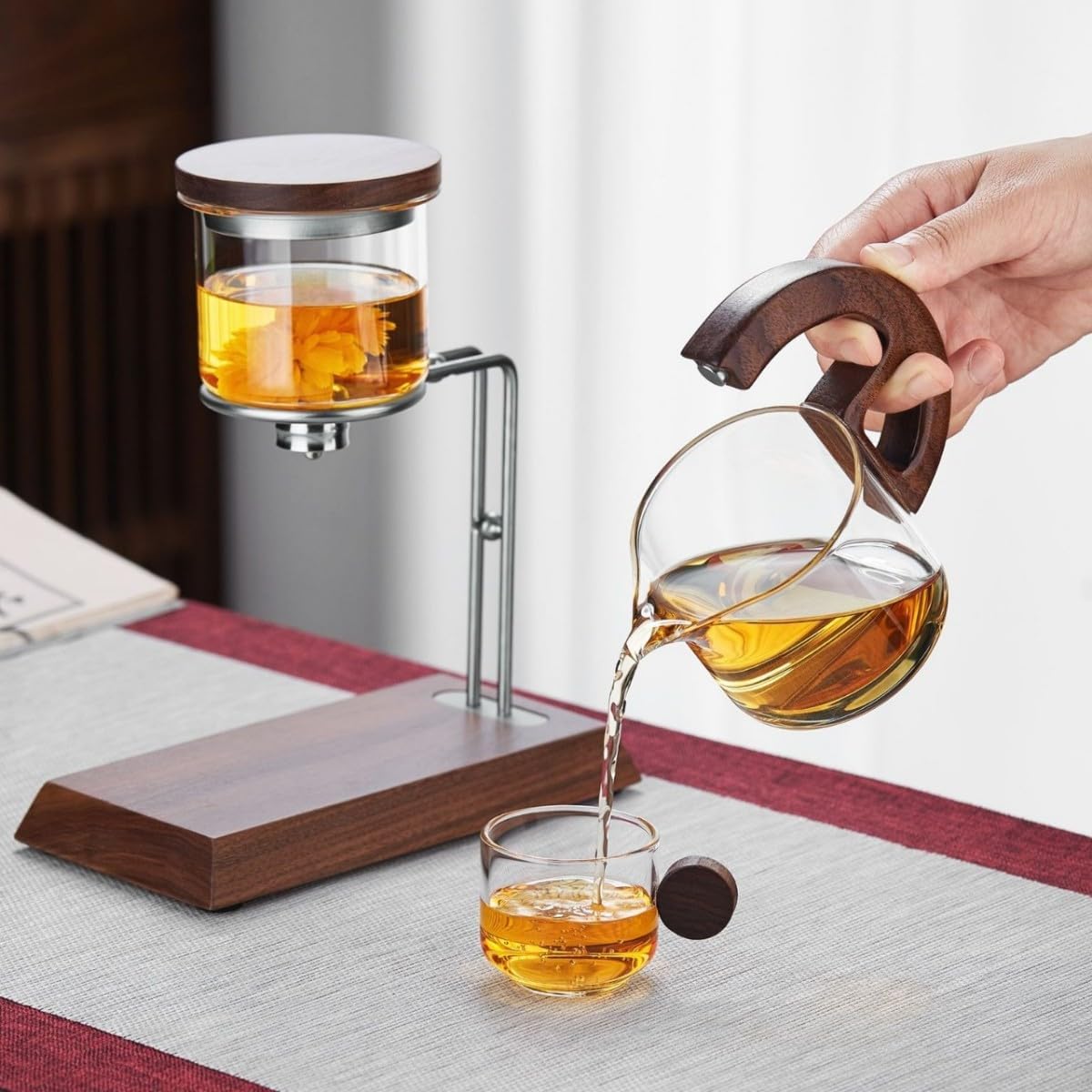 All-in-One Automatic Glass Tea Set With Wooden Handle - RORA
