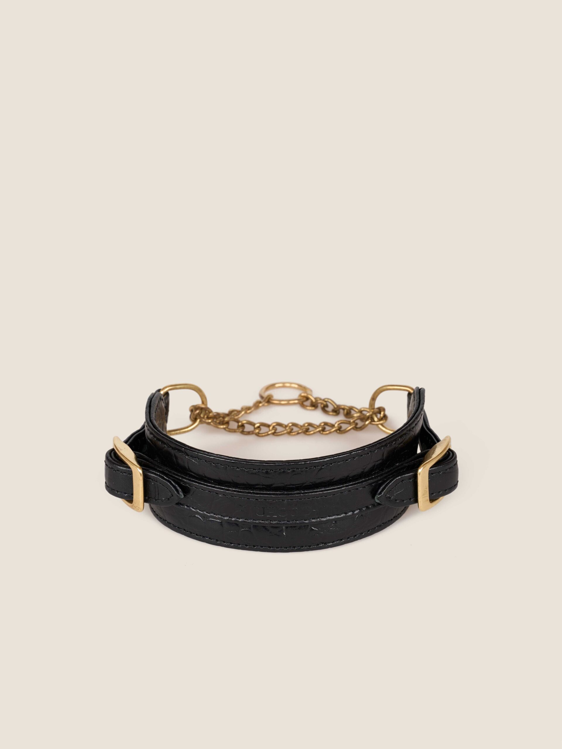 Semi slip wide collar | black croc