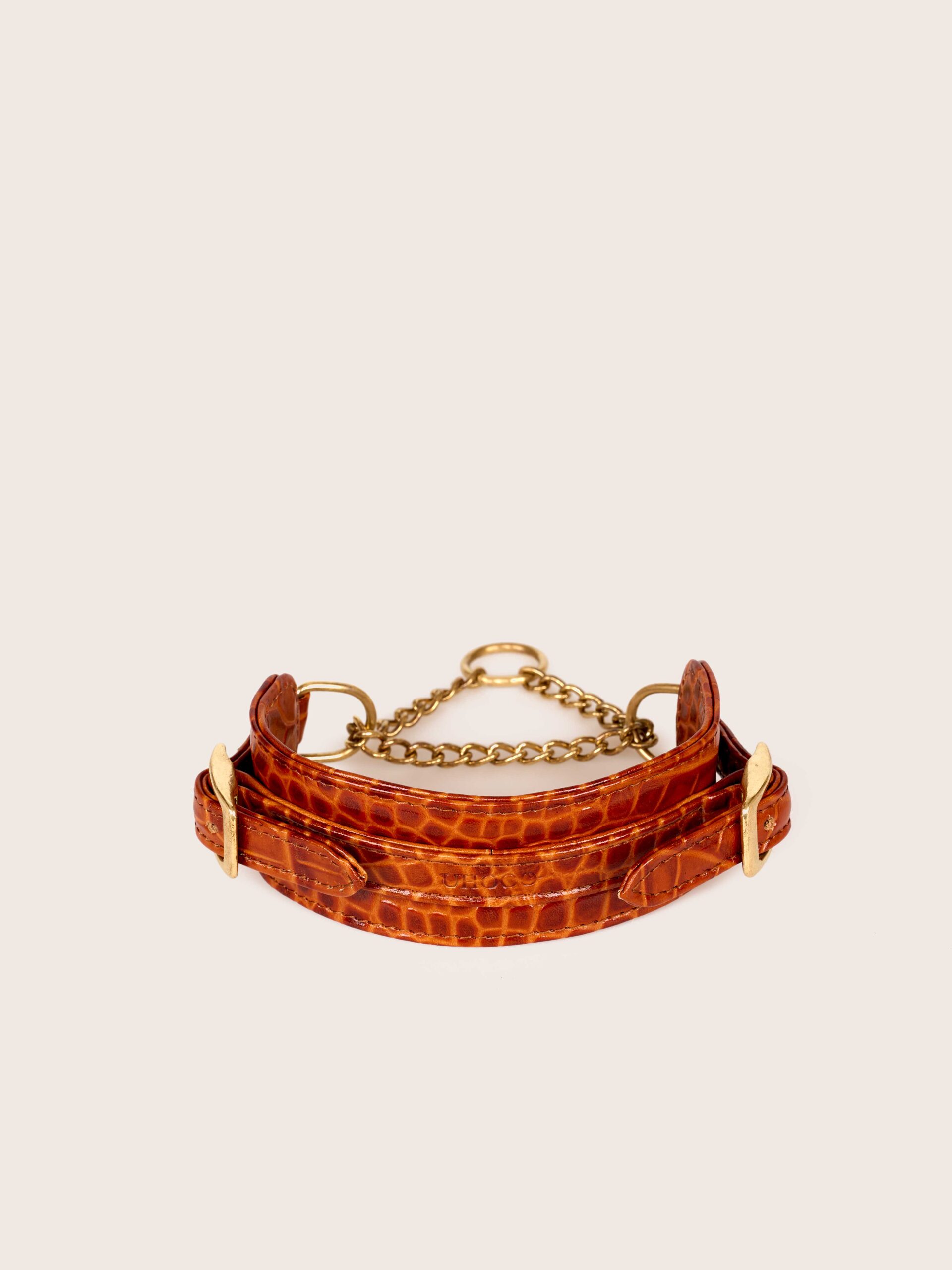 Semi slip wide collar | caramel croc