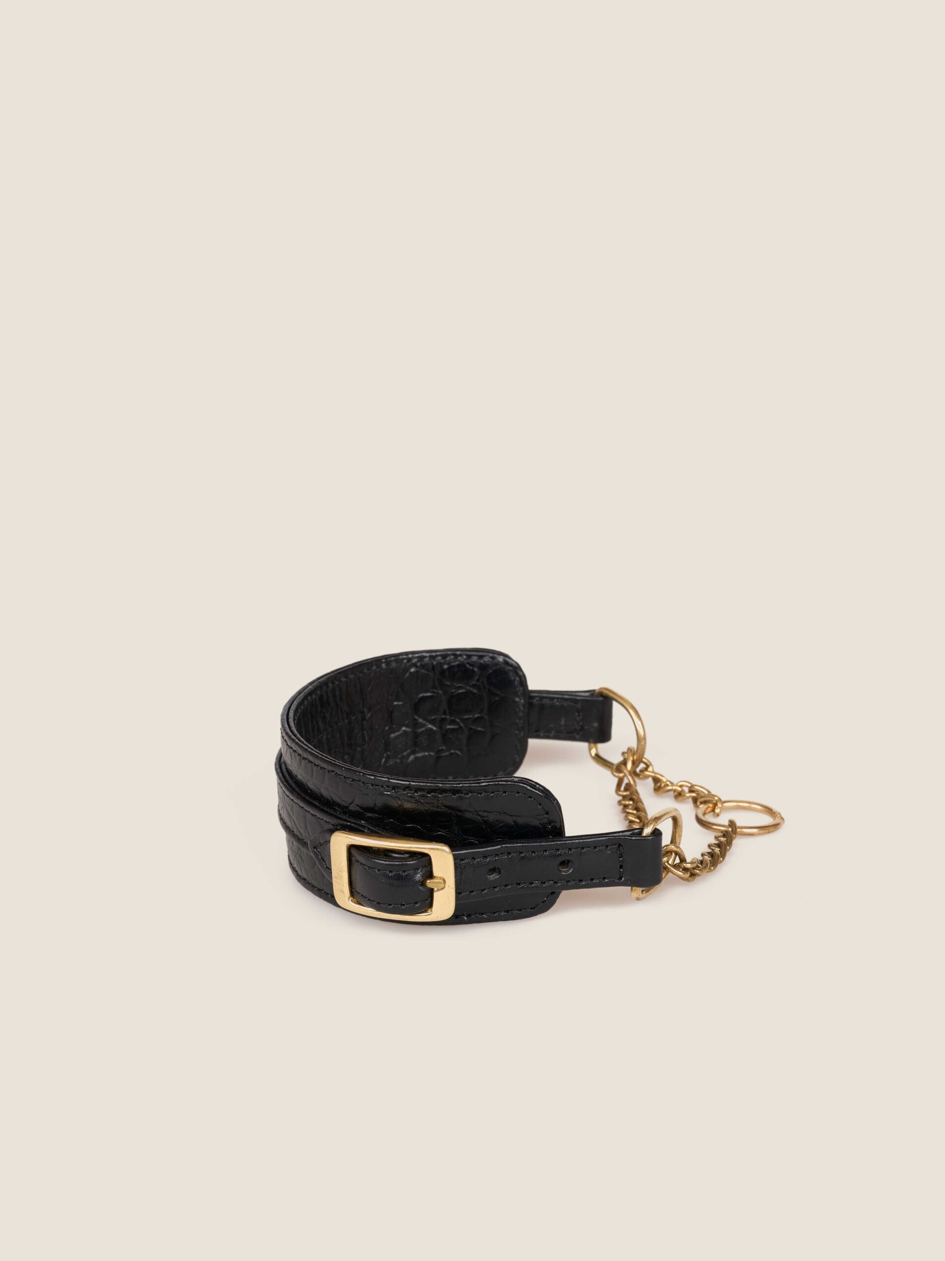 Semi slip wide collar | black croc