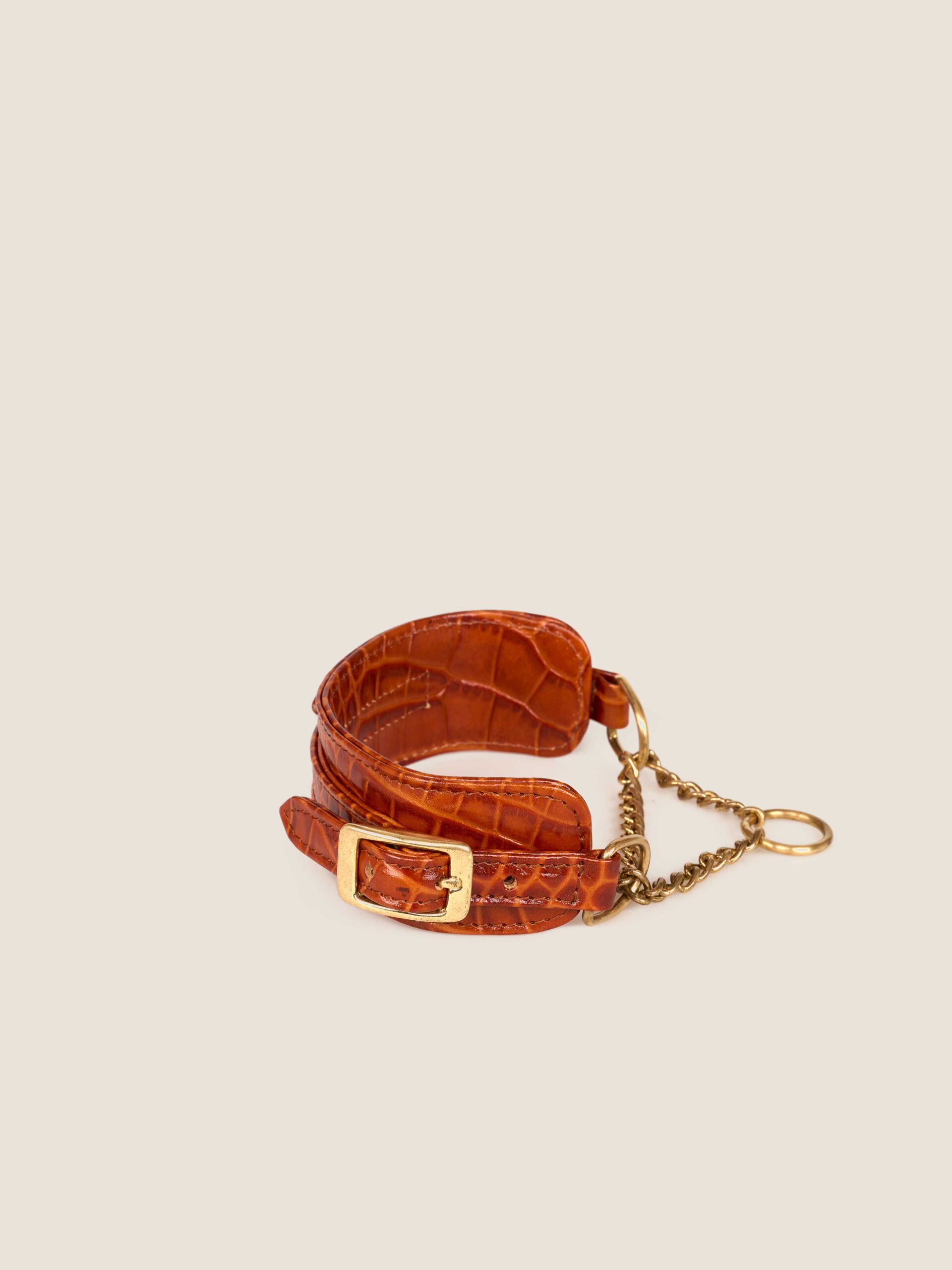 Semi slip wide collar | caramel croc