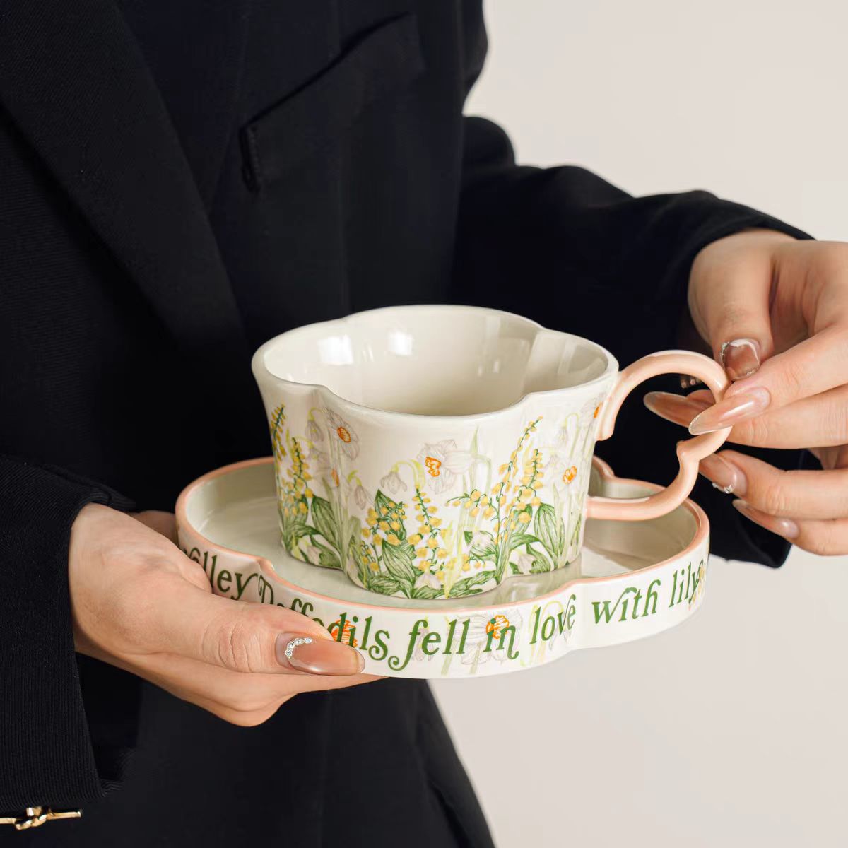 Lily of the Valley Ceramic Cup and Saucer Set