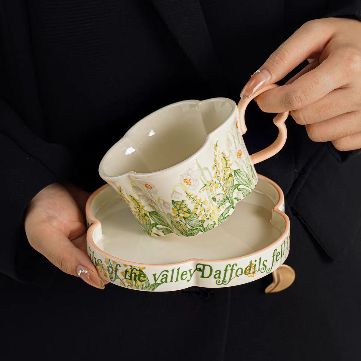 Lily of the Valley Ceramic Cup and Saucer Set