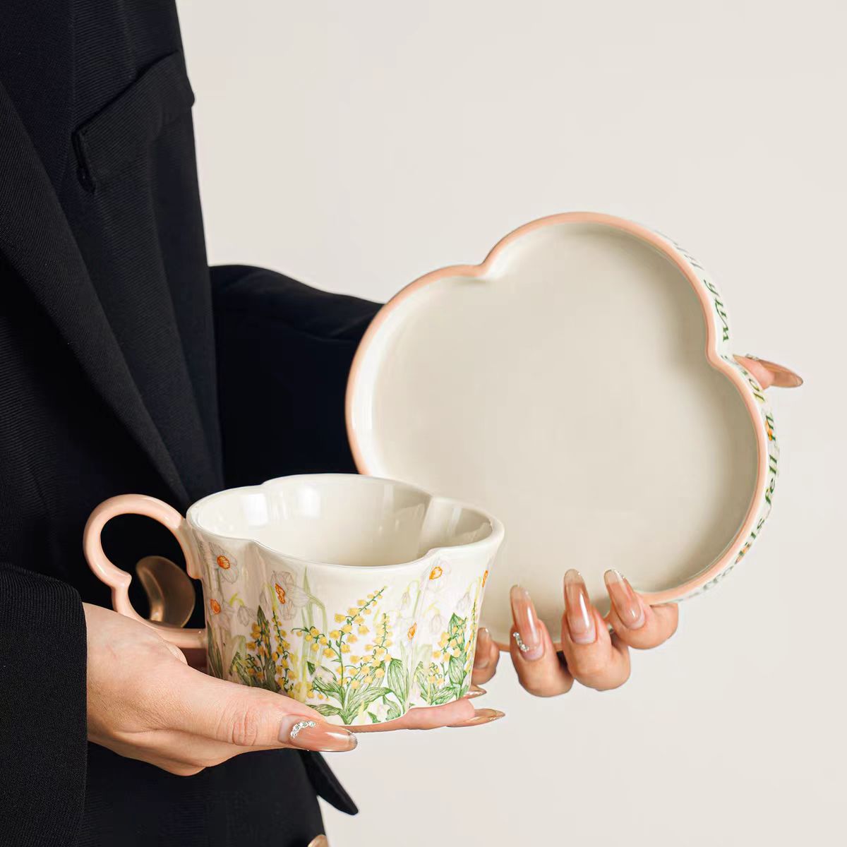 Lily of the Valley Ceramic Cup and Saucer Set