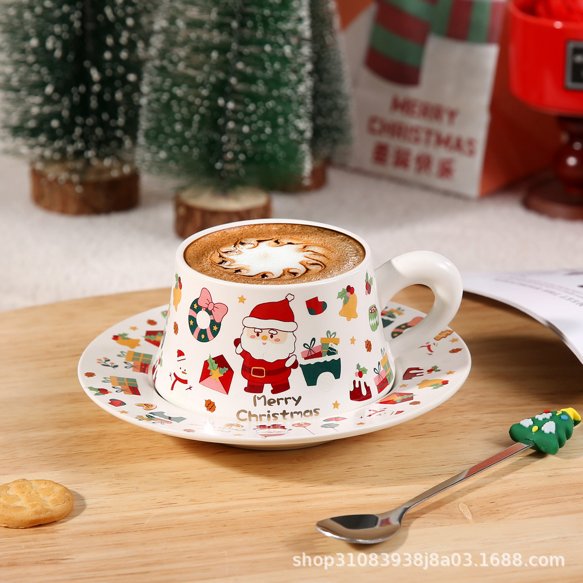 Christmas Ceramic Cup and Saucer